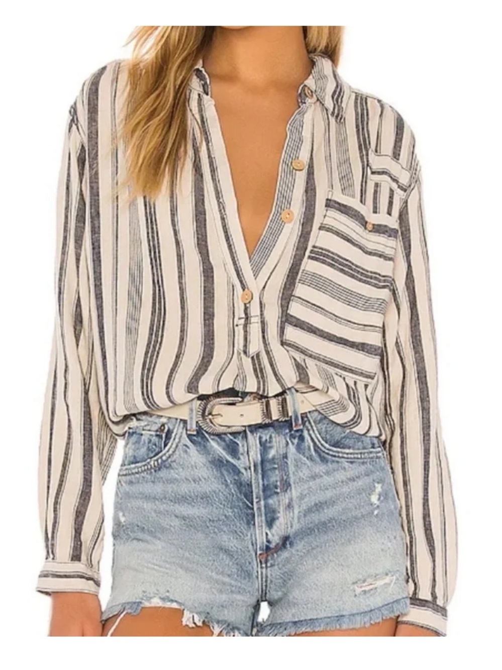 We The Free Summer Breeze Linen Blend Top Size XS